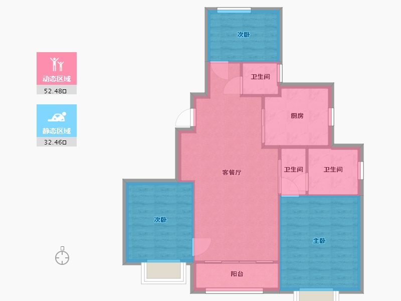 天津-天津市-雅安里-73.60-户型库-动静分区