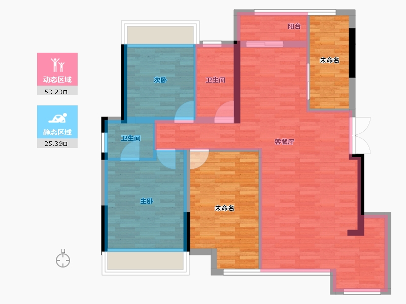 四川省-广安市-加德·爱众江景-90.14-户型库-动静分区