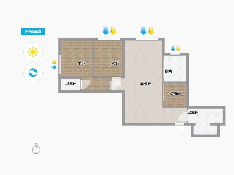 天津-天津市-中交海河公馆-87.20-户型库-采光通风