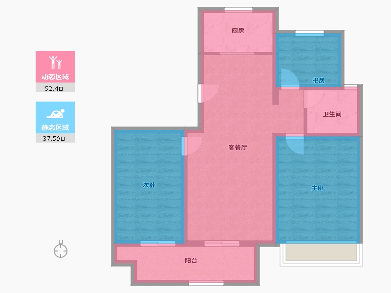 安徽省-亳州市-建投东方名府玖著-90.40-户型库-动静分区