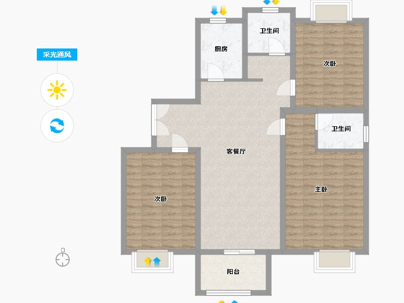 江苏省-苏州市-荷馨苑-104.00-户型库-采光通风