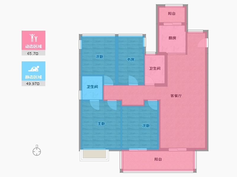 广西壮族自治区-百色市-碧园紫荆城-113.60-户型库-动静分区