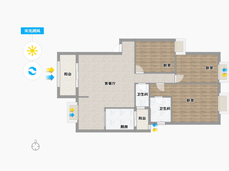 四川省-泸州市-天立翡翠城-92.00-户型库-采光通风