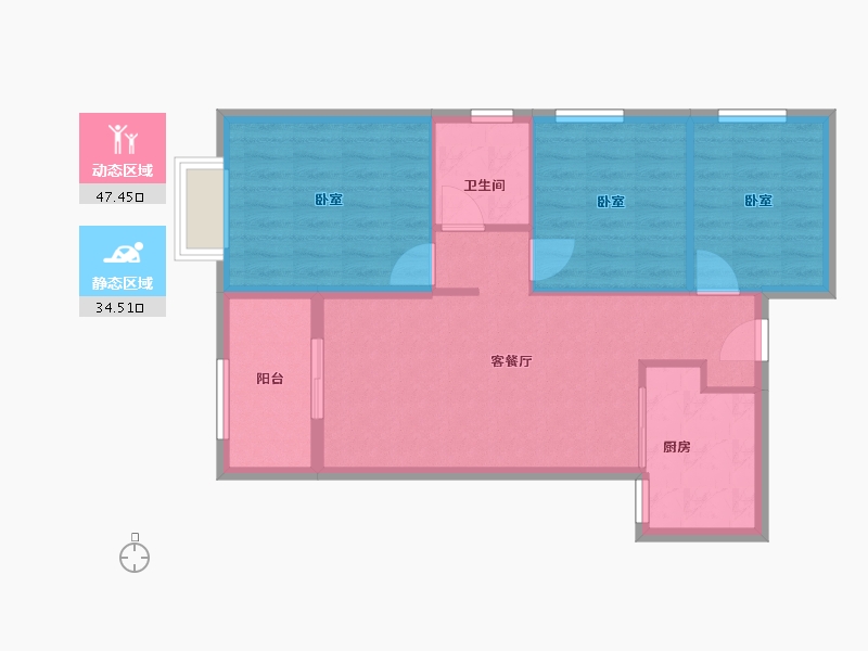 陕西省-西安市-万科金域东郡-74.00-户型库-动静分区