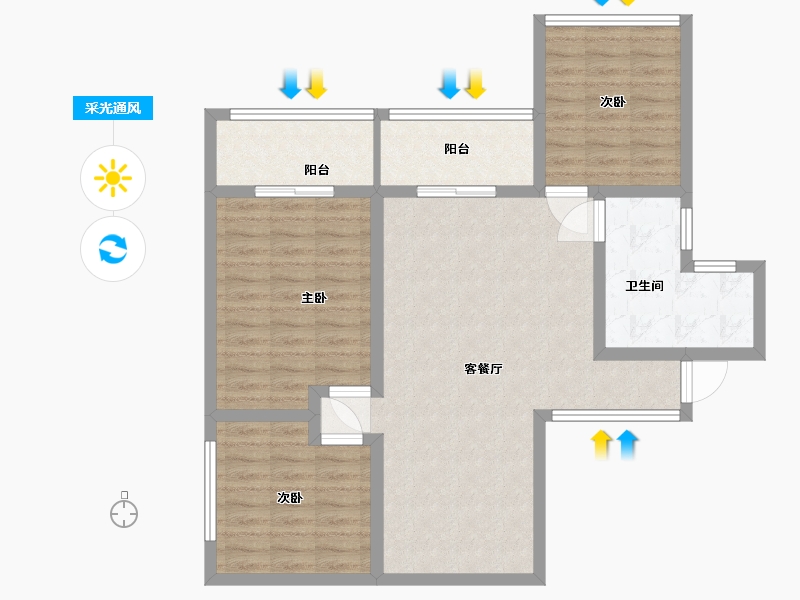 广东省-深圳市-汇龙花园-90.00-户型库-采光通风