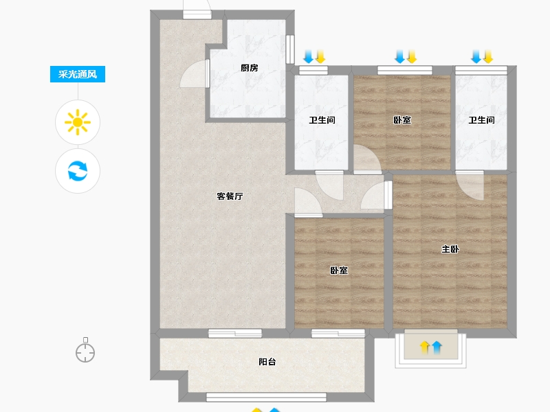 江西省-南昌市-中骏雍景城-78.58-户型库-采光通风