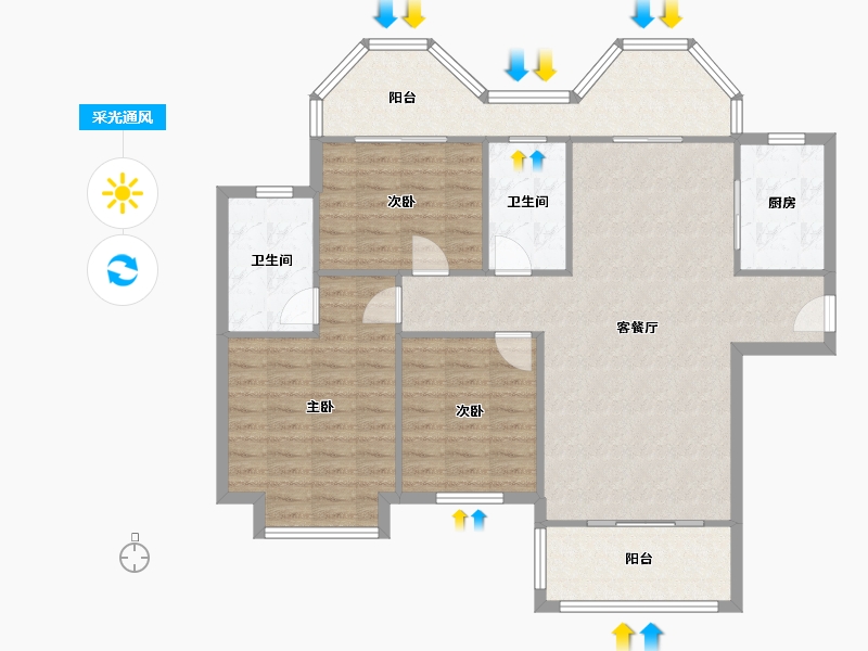 湖南省-常德市-三一翡翠湾-106.00-户型库-采光通风