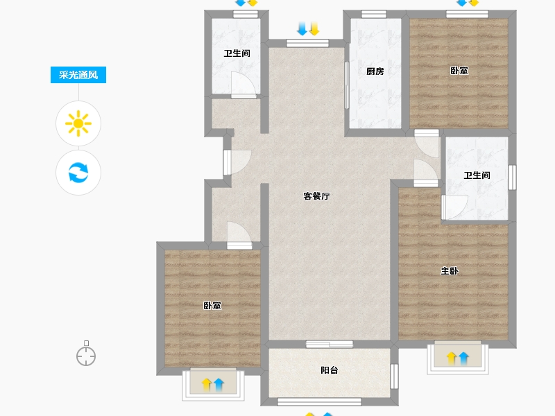 河北省-保定市-孔雀城-102.60-户型库-采光通风