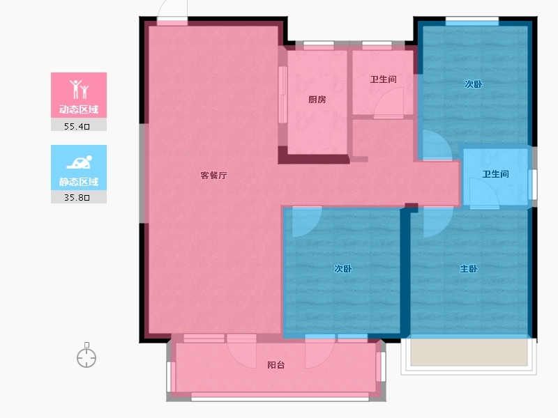 河北省-唐山市-均和宸玥府-89.60-户型库-动静分区