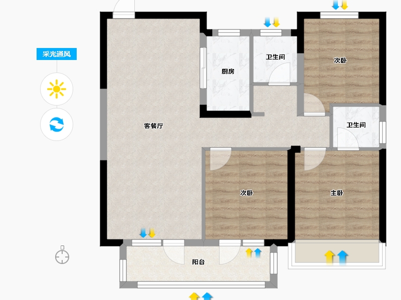 河北省-唐山市-均和宸玥府-89.60-户型库-采光通风