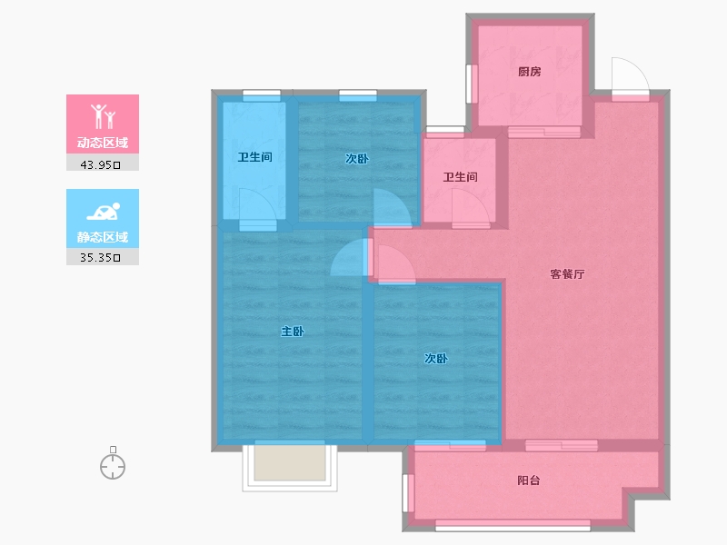 江苏省-苏州市-新城和樾-90.00-户型库-动静分区