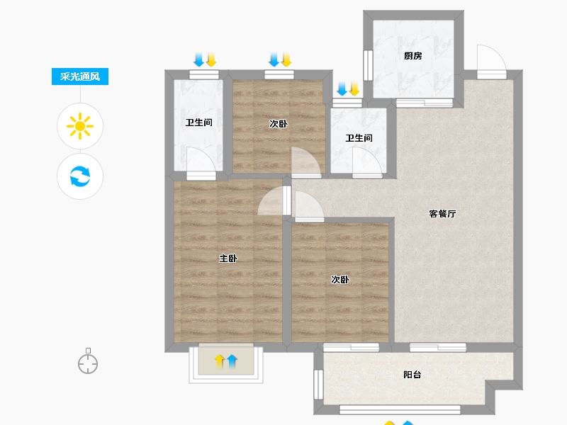 江苏省-苏州市-新城和樾-90.00-户型库-采光通风