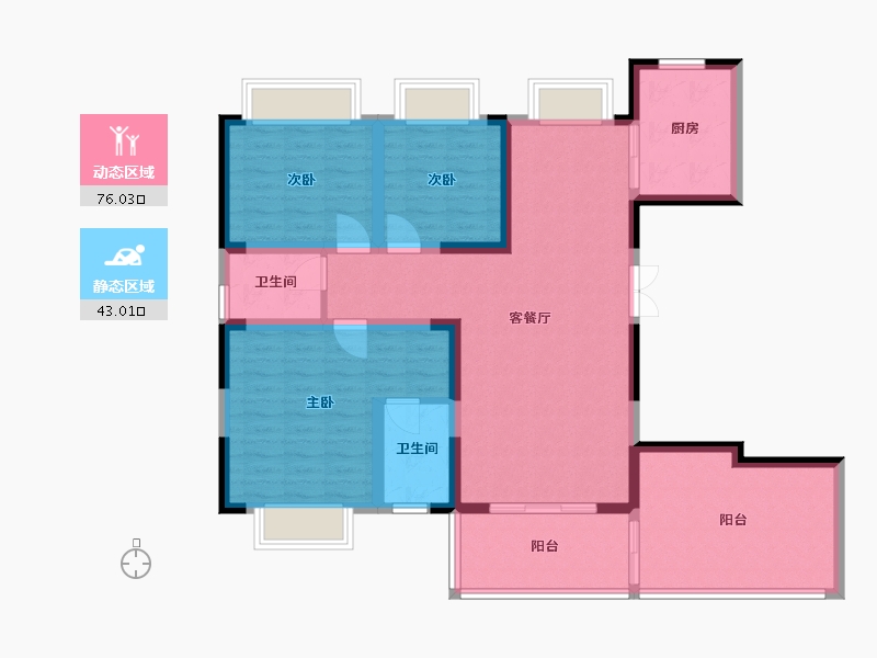 陕西省-汉中市-庆华世纪新城-136.00-户型库-动静分区