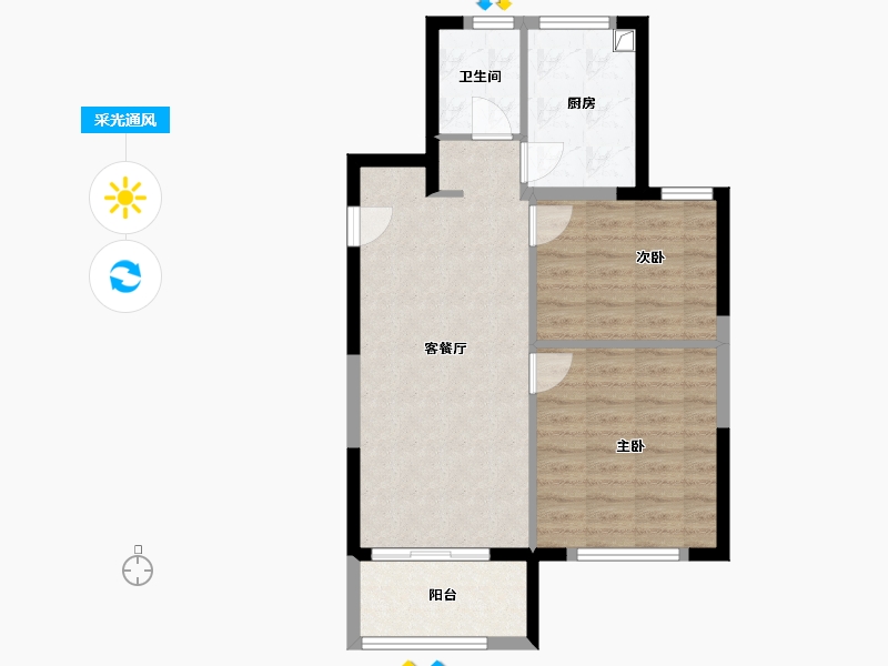 上海-上海市-民乐城玉秀苑-66.44-户型库-采光通风