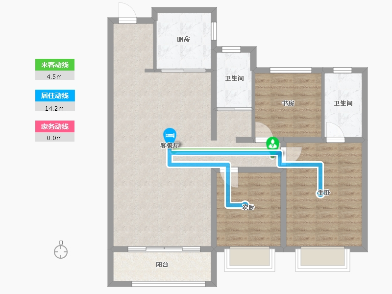 新疆维吾尔自治区-乌鲁木齐市-孔雀府-104.46-户型库-动静线