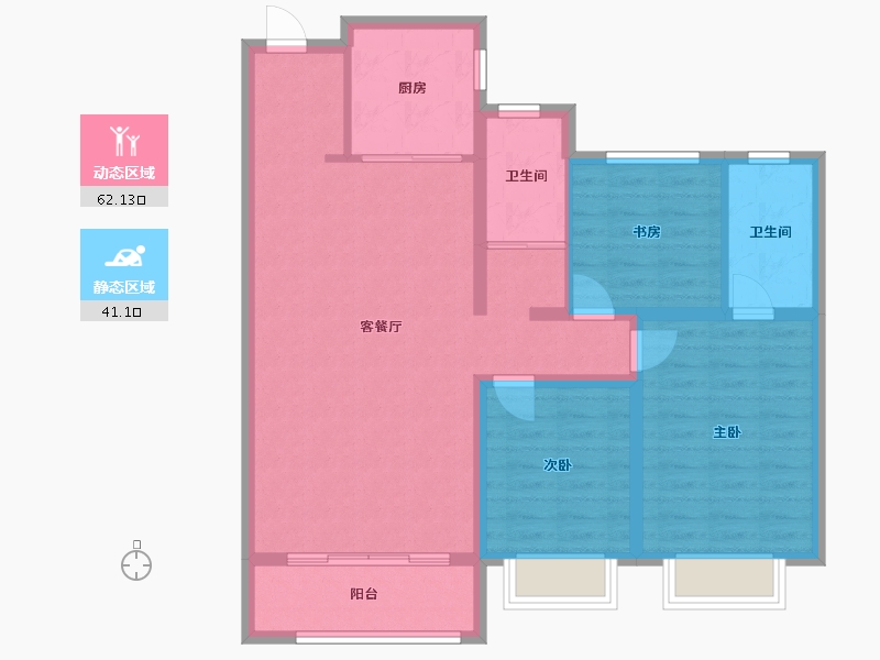 新疆维吾尔自治区-乌鲁木齐市-孔雀府-104.46-户型库-动静分区