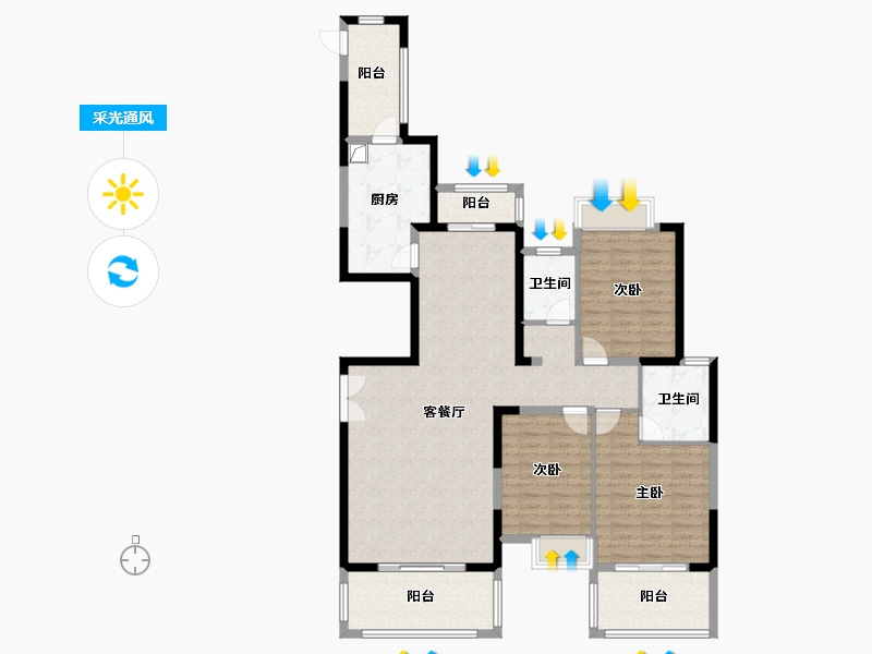 福建省-泉州市-凯旋名门-134.00-户型库-采光通风