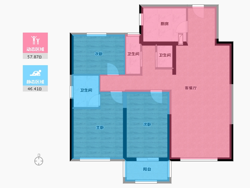 浙江省-温州市-文澜苑-67.00-户型库-动静分区