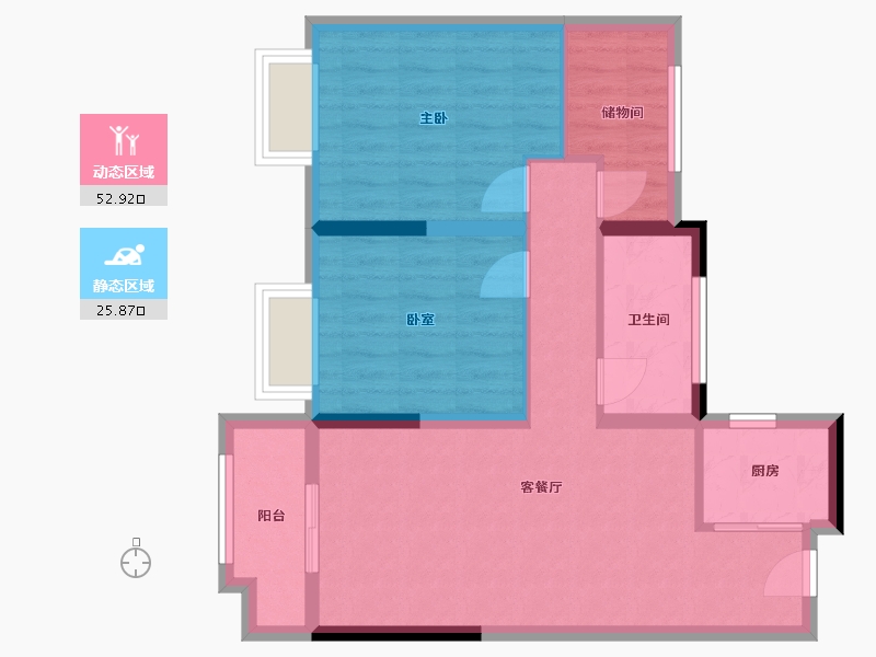 安徽省-亳州市-三巽风华和悦-70.40-户型库-动静分区