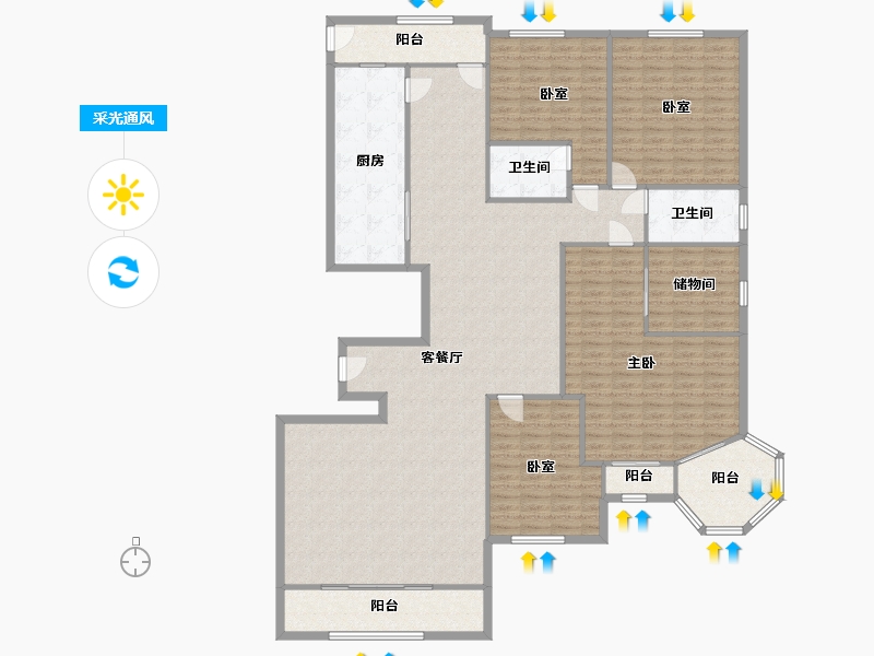 天津-天津市-碧桂园-210.40-户型库-采光通风