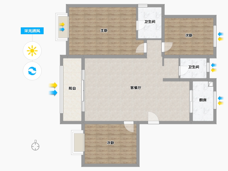 河北省-廊坊市-御东瑞景-112.00-户型库-采光通风