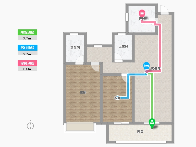 浙江省-杭州市-锦绣湾-82.40-户型库-动静线