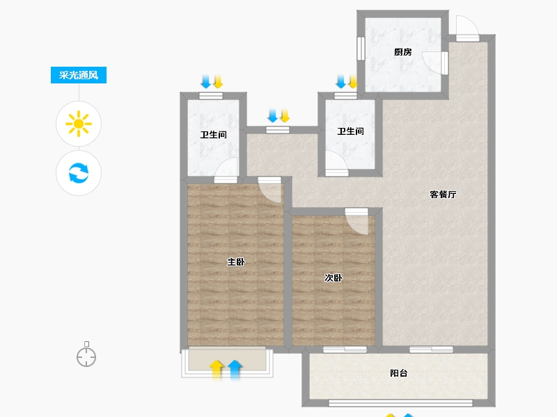 浙江省-杭州市-锦绣湾-82.40-户型库-采光通风