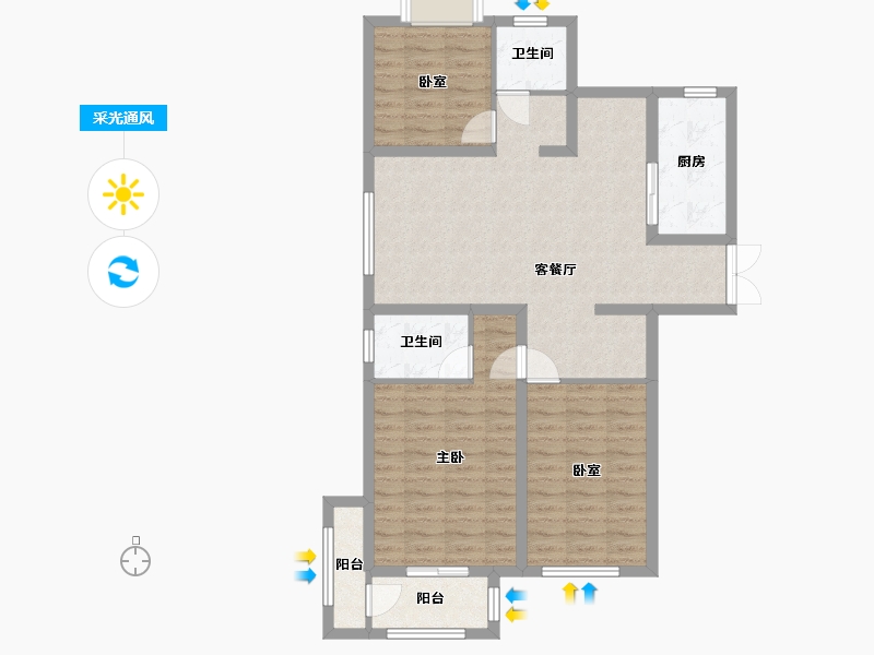 江苏省-连云港市-巨龙花园-92.30-户型库-采光通风