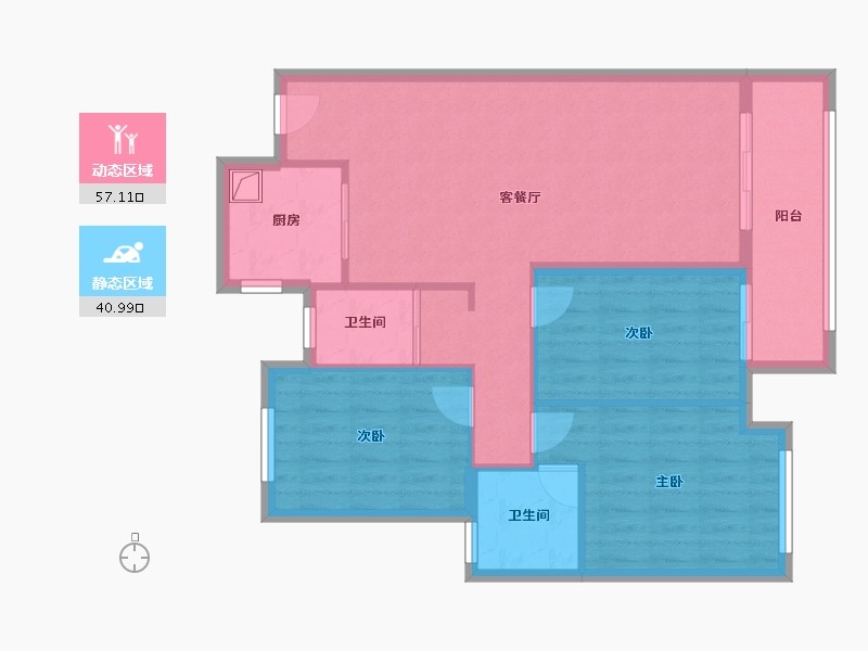 湖北省-襄阳市-弘阳 襄御澜庭 云庭-88.55-户型库-动静分区