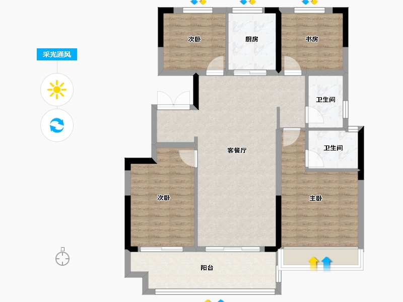 安徽省-阜阳市-时代公馆-100.00-户型库-采光通风