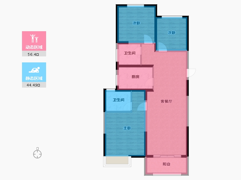 江苏省-徐州市-市政花苑-90.40-户型库-动静分区