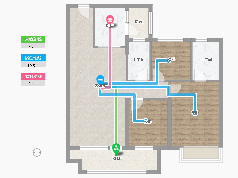 山东省-临沂市-儒辰玉兰公馆A区-83.20-户型库-动静线