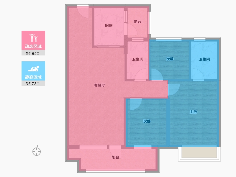 山东省-临沂市-儒辰玉兰公馆A区-83.20-户型库-动静分区