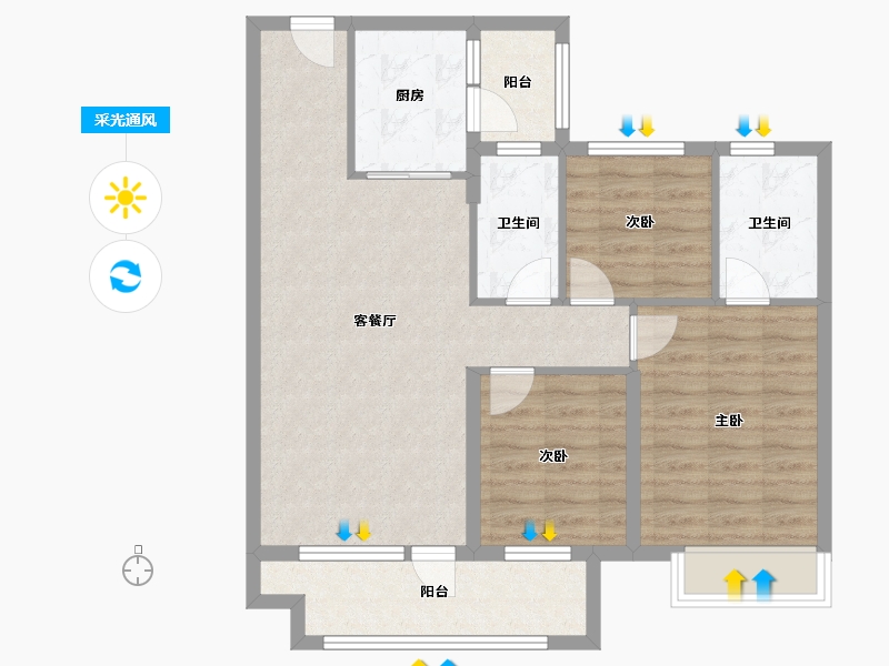 山东省-临沂市-儒辰玉兰公馆A区-83.20-户型库-采光通风