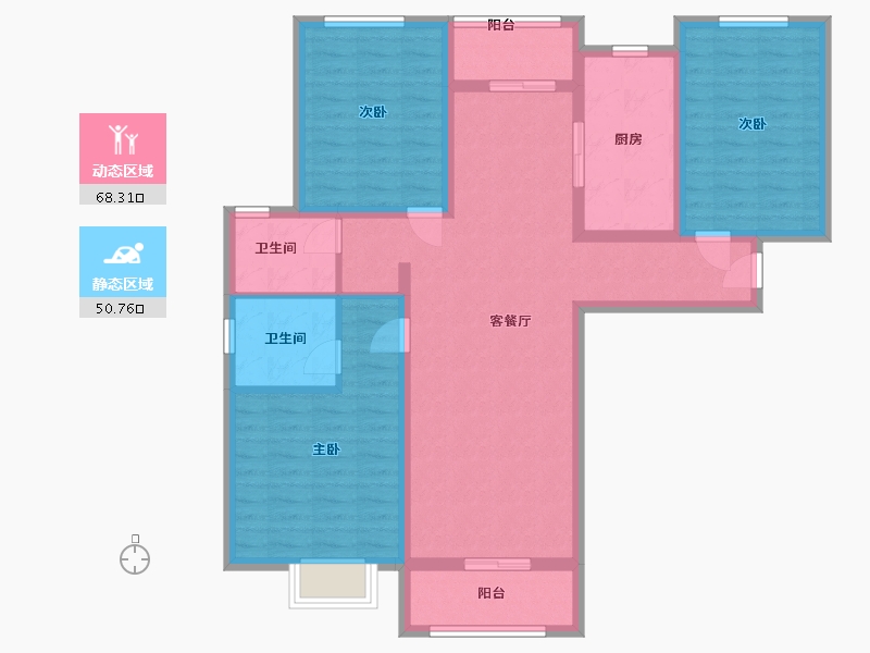 河北省-保定市-太阳城-106.00-户型库-动静分区