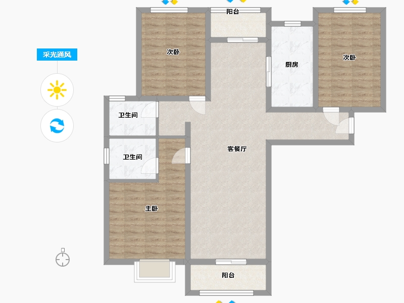 河北省-保定市-太阳城-106.00-户型库-采光通风