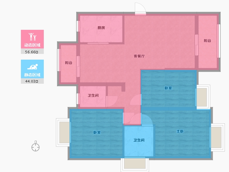 湖北省-黄冈市-皇家翡翠湾-104.80-户型库-动静分区