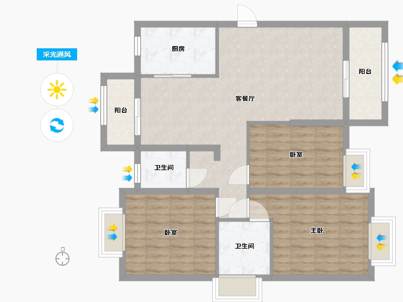 湖北省-黄冈市-皇家翡翠湾-104.80-户型库-采光通风