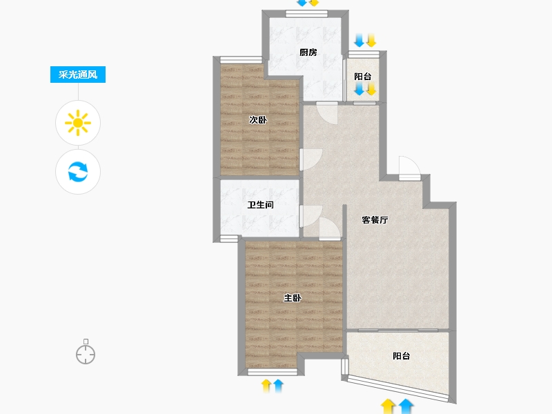 上海-上海市-绿地东上海海富城市花园-一期-78.37-户型库-采光通风