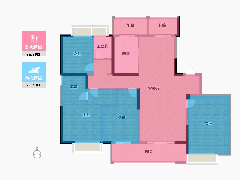 江苏省-南通市-明月江南绿城-144.00-户型库-动静分区