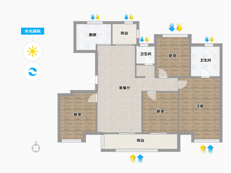 浙江省-嘉兴市-泓玺台-106.16-户型库-采光通风