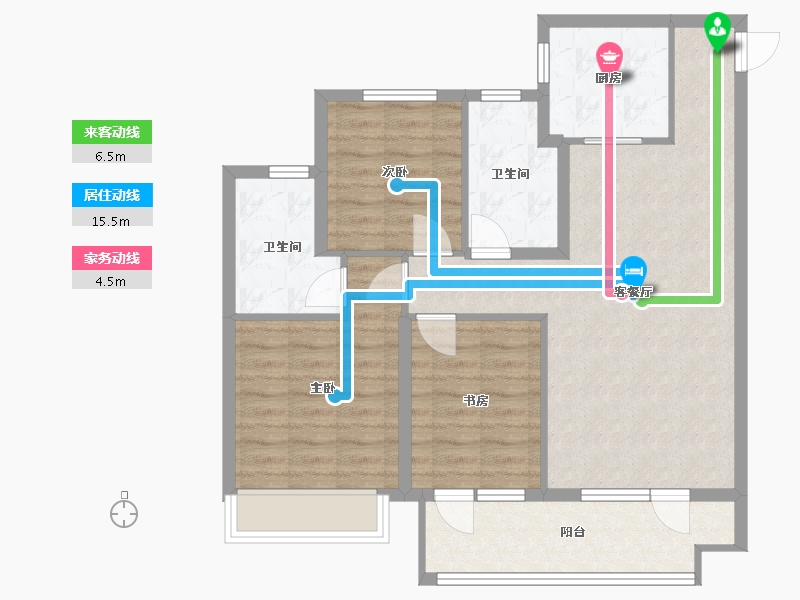 山东省-青岛市-德贤公馆-86.40-户型库-动静线