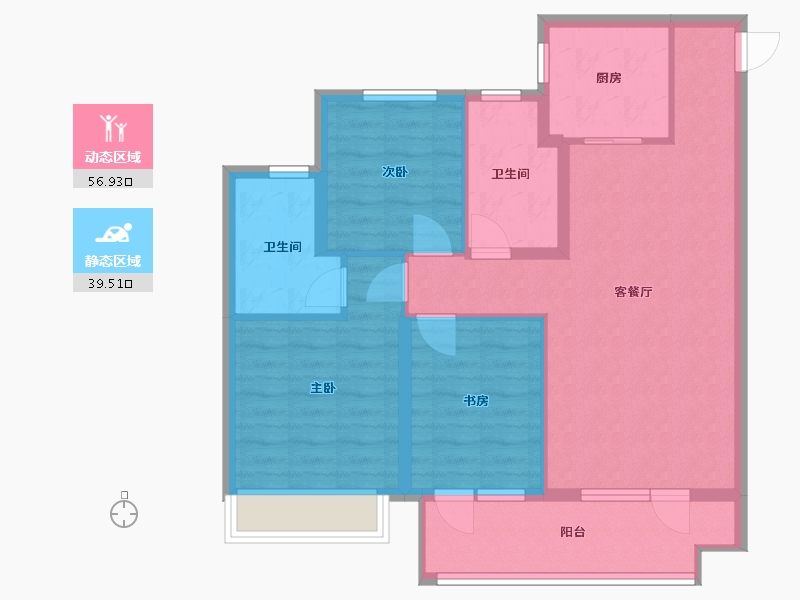 山东省-青岛市-德贤公馆-86.40-户型库-动静分区