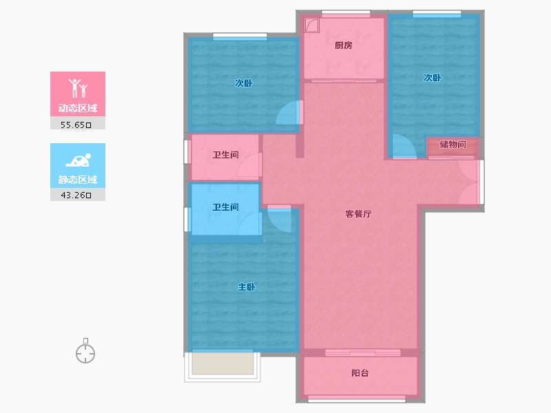 陕西省-榆林市-金柳香堤小区-100.00-户型库-动静分区