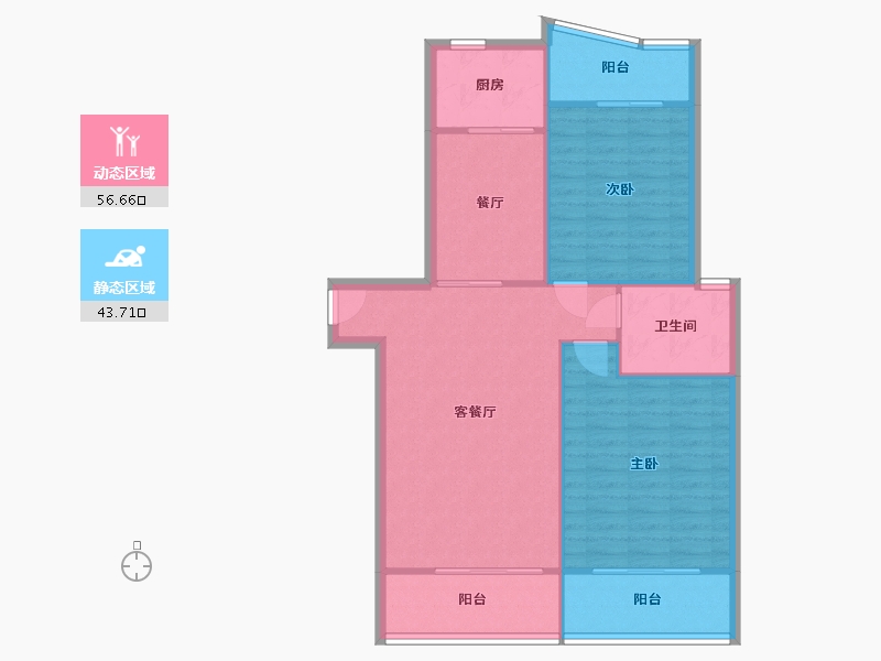 上海-上海市-荣都公寓-西侧-98.40-户型库-动静分区