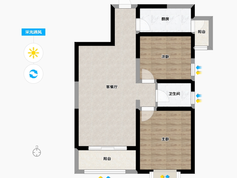 陕西省-西安市-科达东御兰汀-68.80-户型库-采光通风