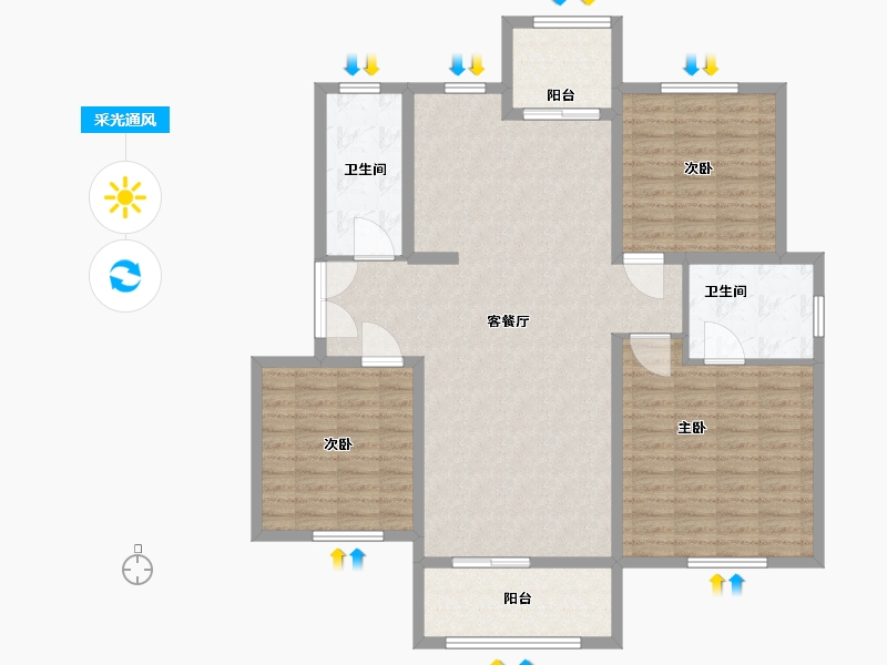 浙江省-嘉兴市-双凤公寓-122.00-户型库-采光通风