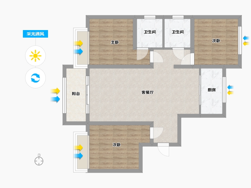 河北省-衡水市-金都印象城-110.00-户型库-采光通风