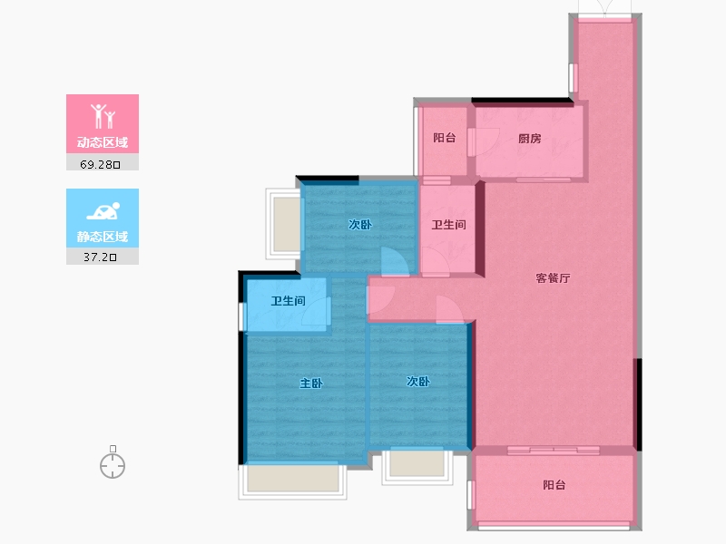 广东省-湛江市-金沙广场华府-96.78-户型库-动静分区