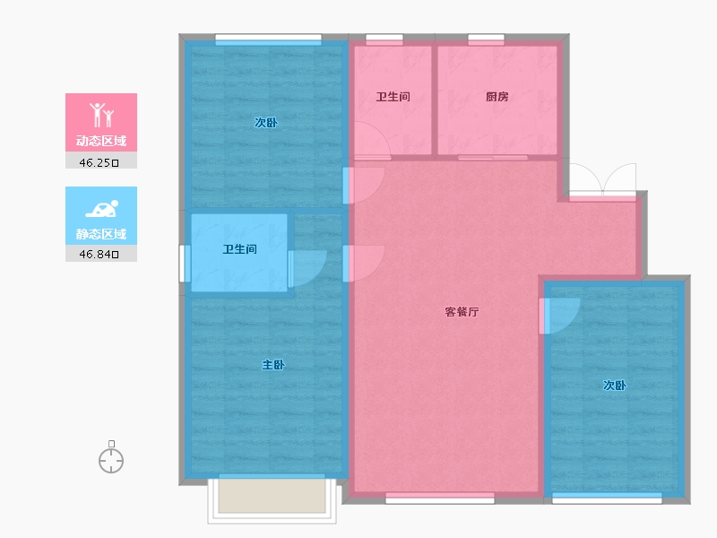 内蒙古自治区-赤峰市-江山风华2期-91.64-户型库-动静分区